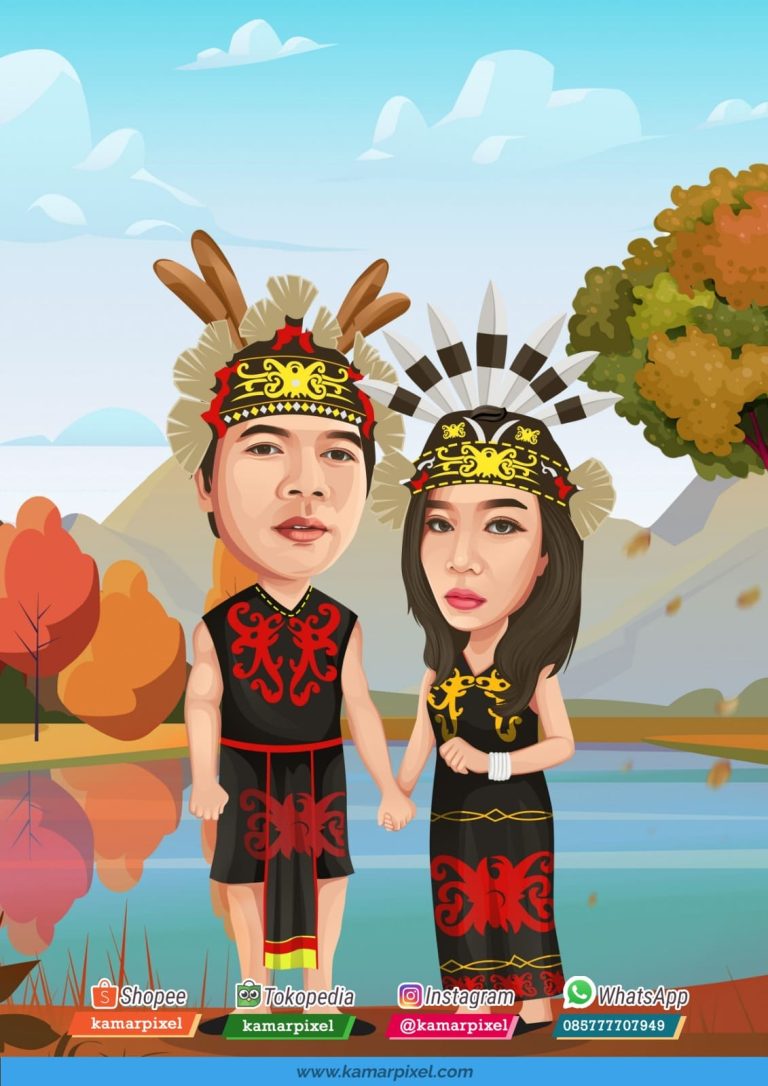 Karikatur Couple Dayak