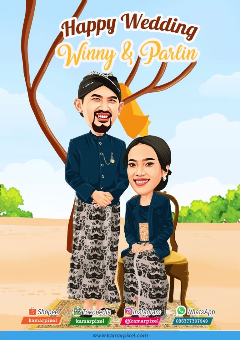 Karikatur Couple Pasangan Baju Adat