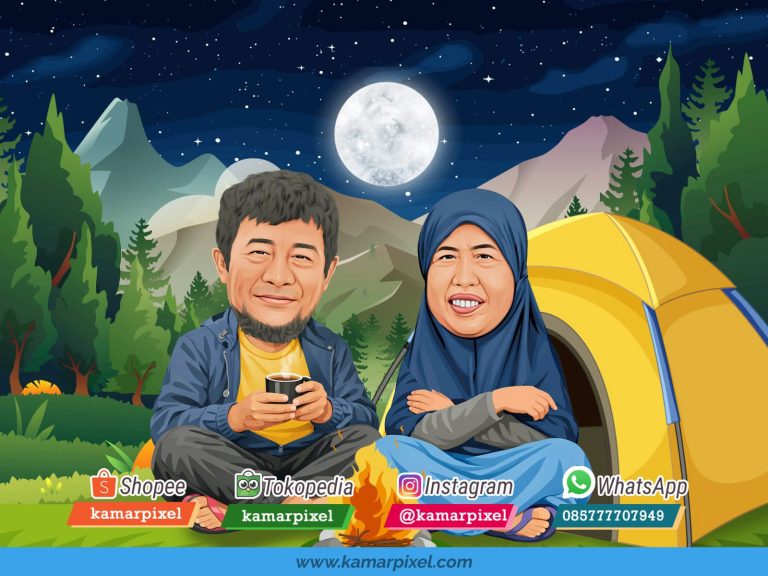 Karikatur Couple Pasangan Berkemah