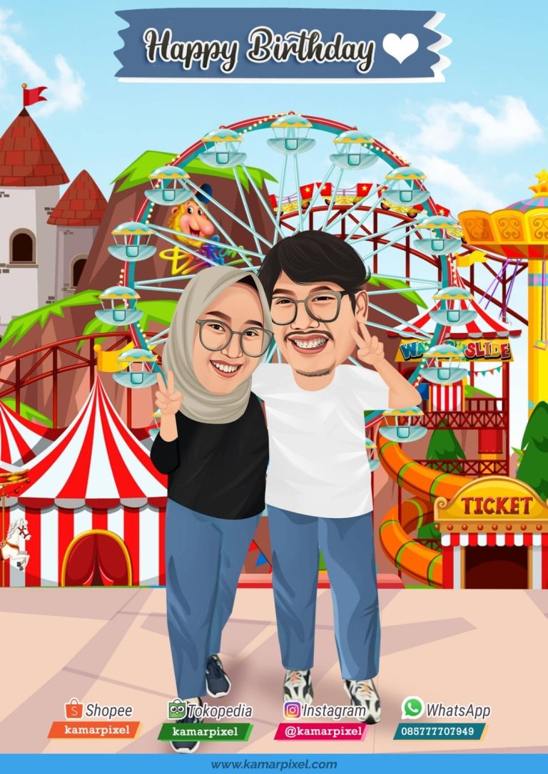 Karikatur Couple Pasangan Holiday