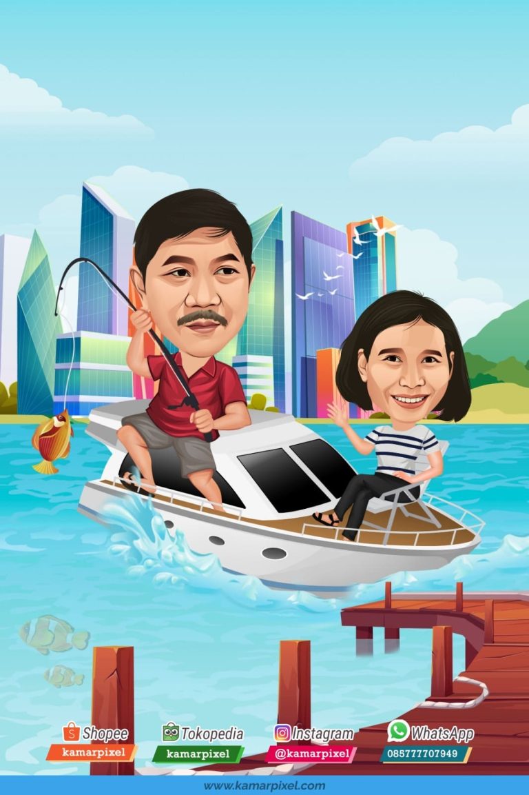 Karikatur Couple Pasangan Naik Kapal
