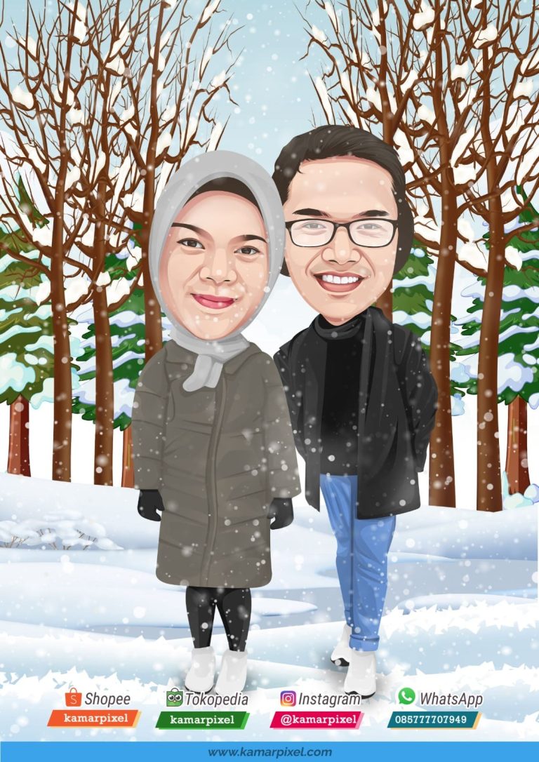 Karikatur Couple Pasangan Salju