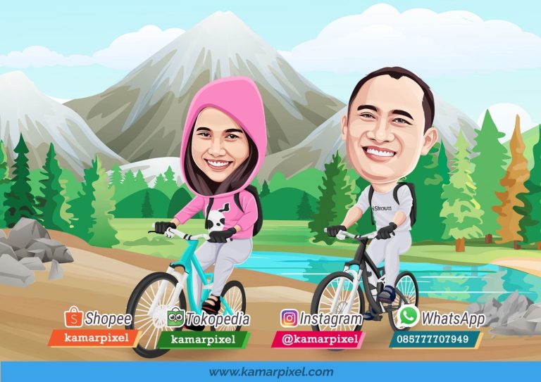 Karikatur Couple Pasangan Sepeda