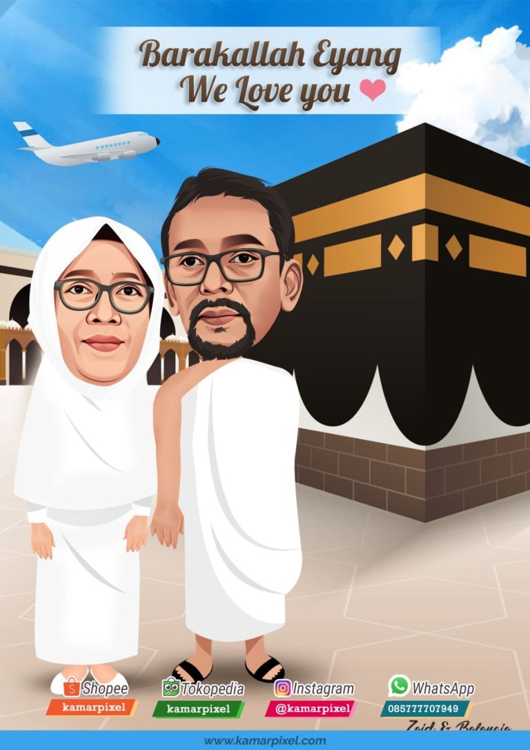 Karikatur Couple Pasangan Umrah