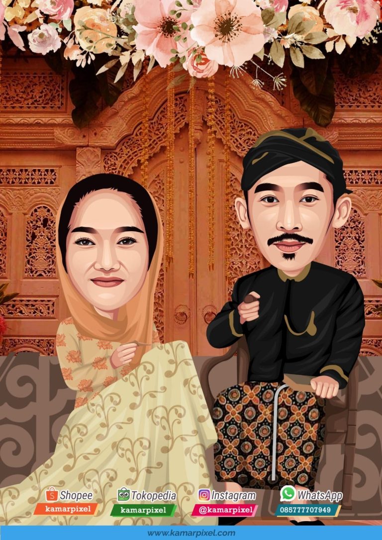 Karikatur Couple Pasangan adat Jawa