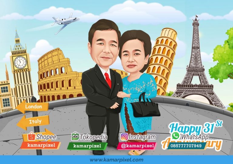 Karikatur Couple Pasangan di Eropa