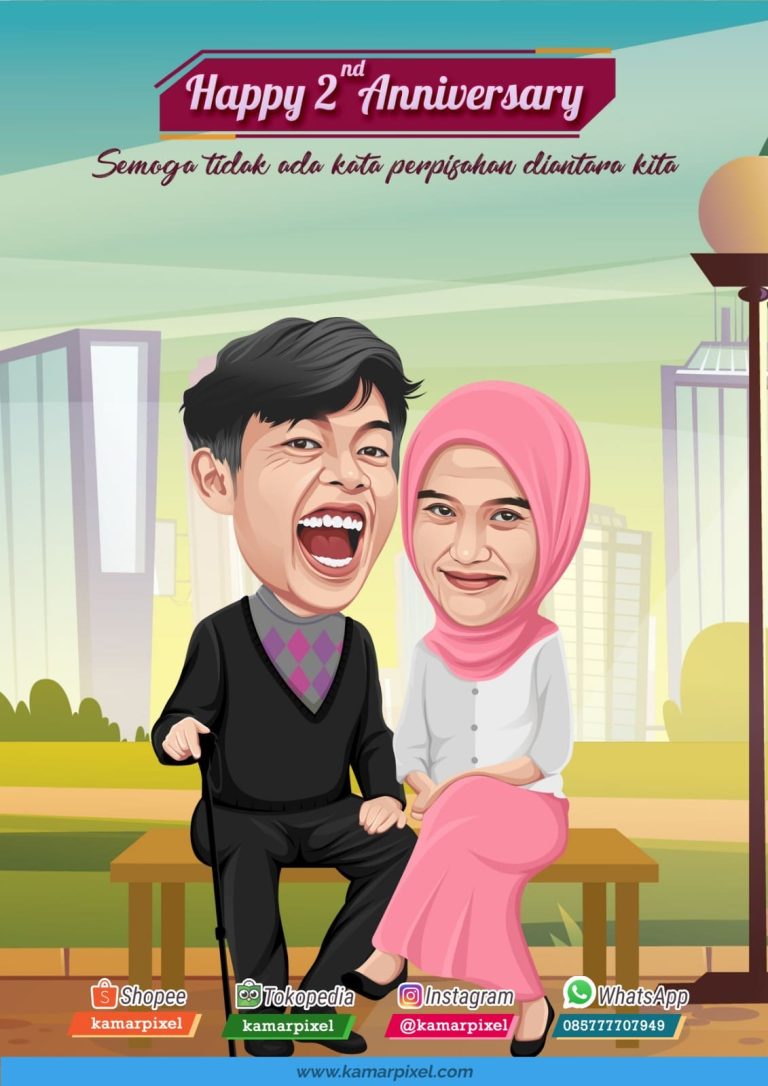 Karikatur Couple Pasangan di Taman