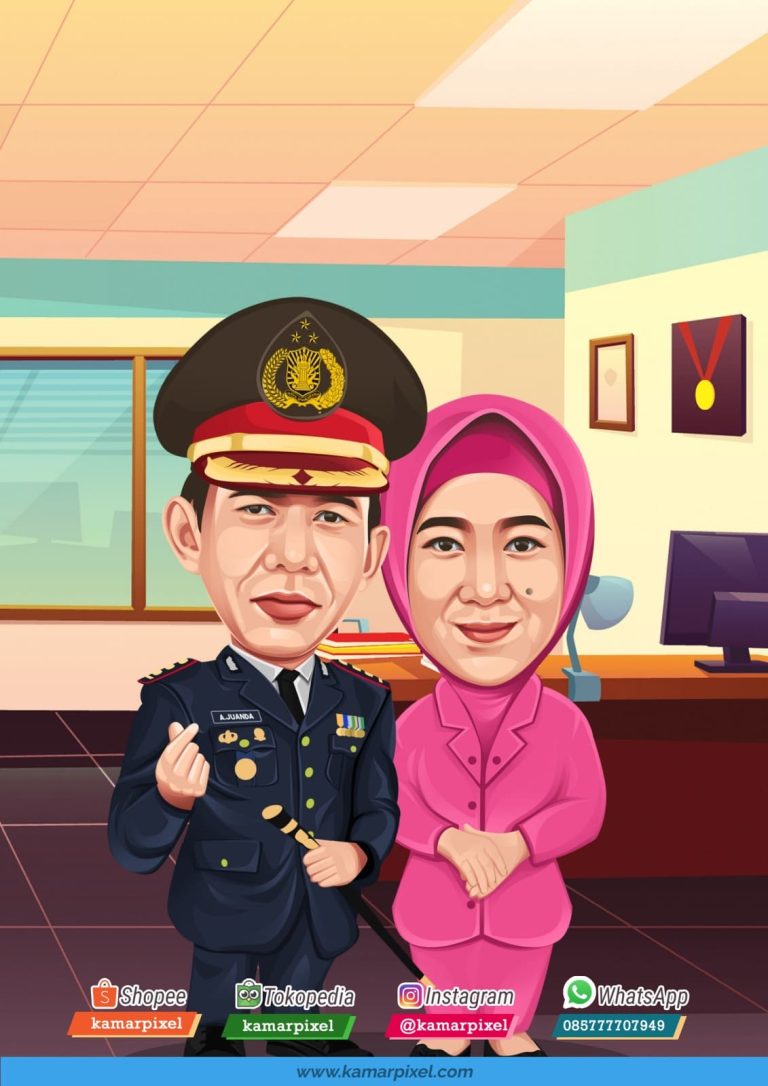 Karikatur Couple Polisi