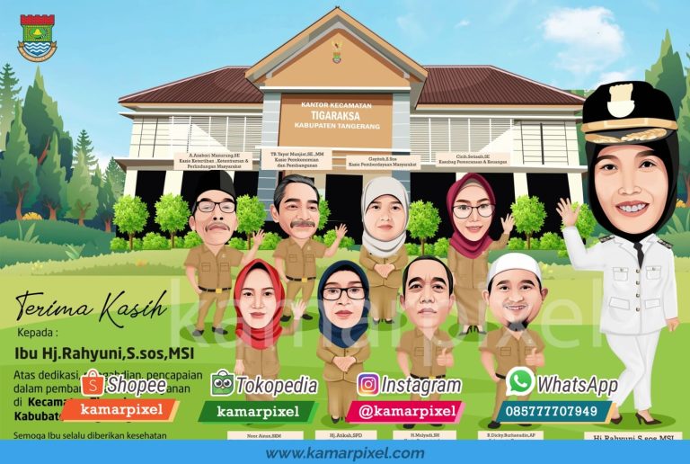 Karikatur Farewell Perpisahan Grup Kantor Kecamatan