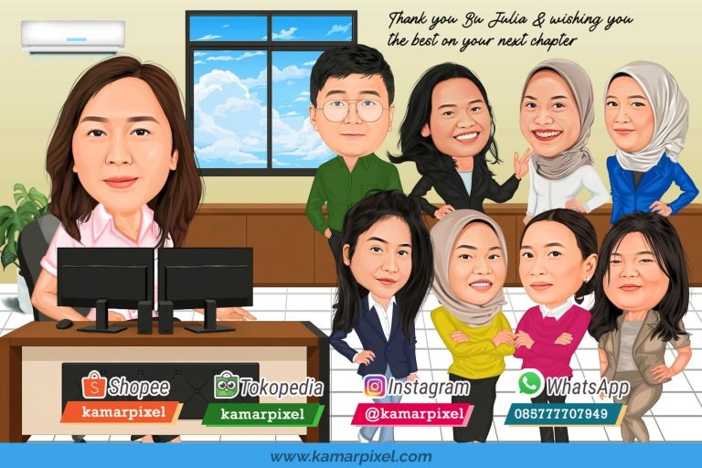 Karikatur Farewell Perpisahan Grup Teman Kantor