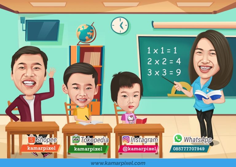 Karikatur Keluarga Belajar