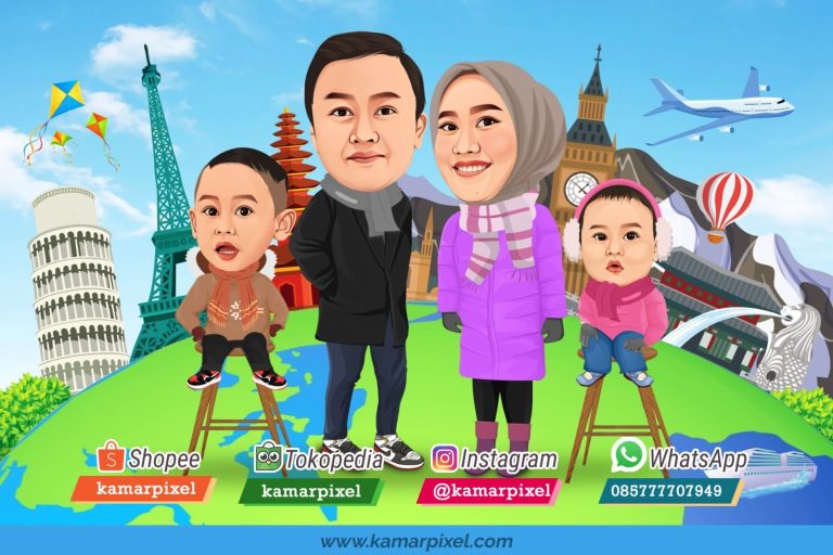 Karikatur Keluarga Berlibur