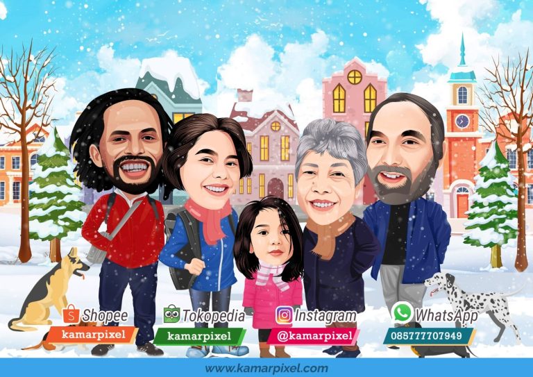 Karikatur Keluarga Liburan di Eropa