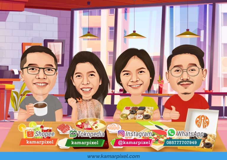 Karikatur Keluarga Makan-makan