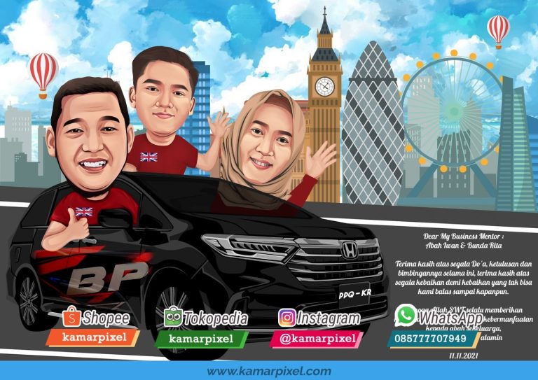 Karikatur Keluarga di mobil