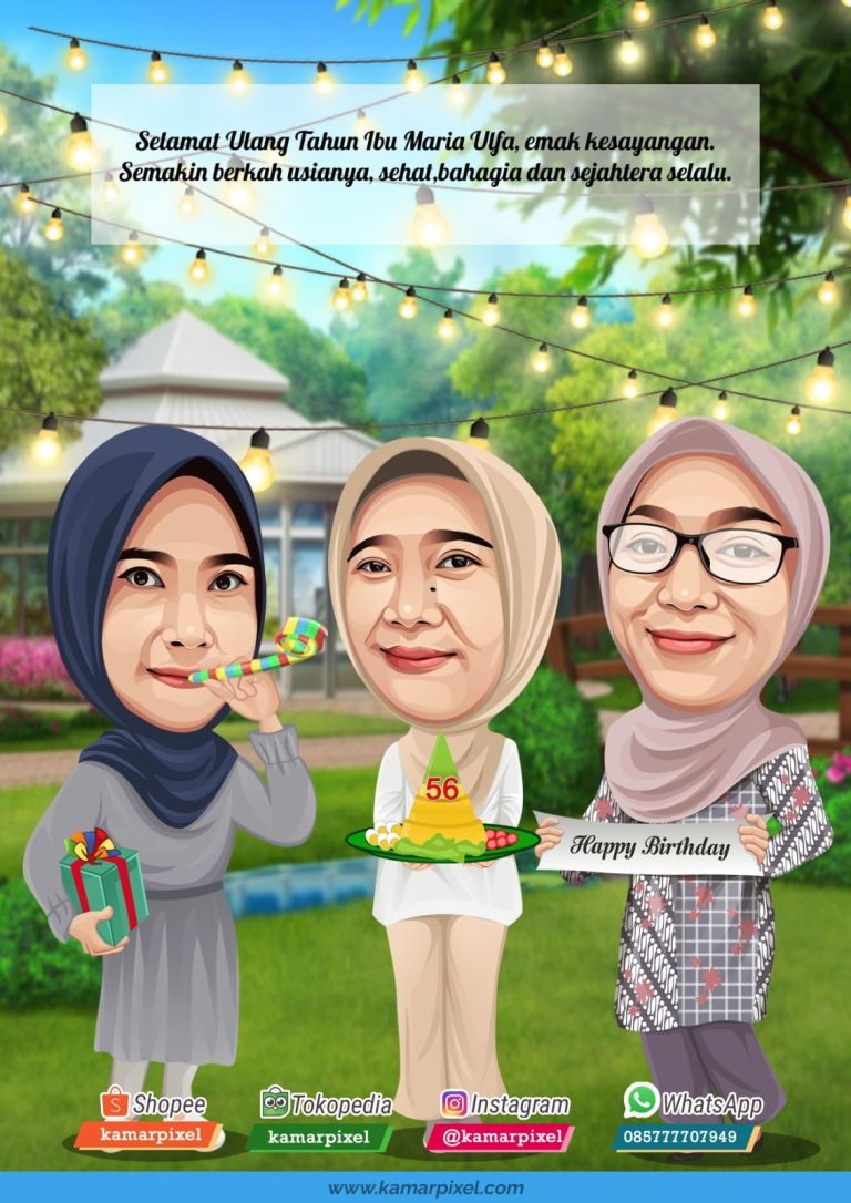 karikatur ulang tahun batik