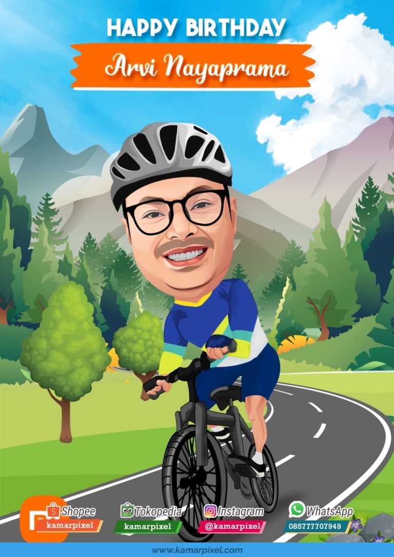 karikatur ulang tahun biker