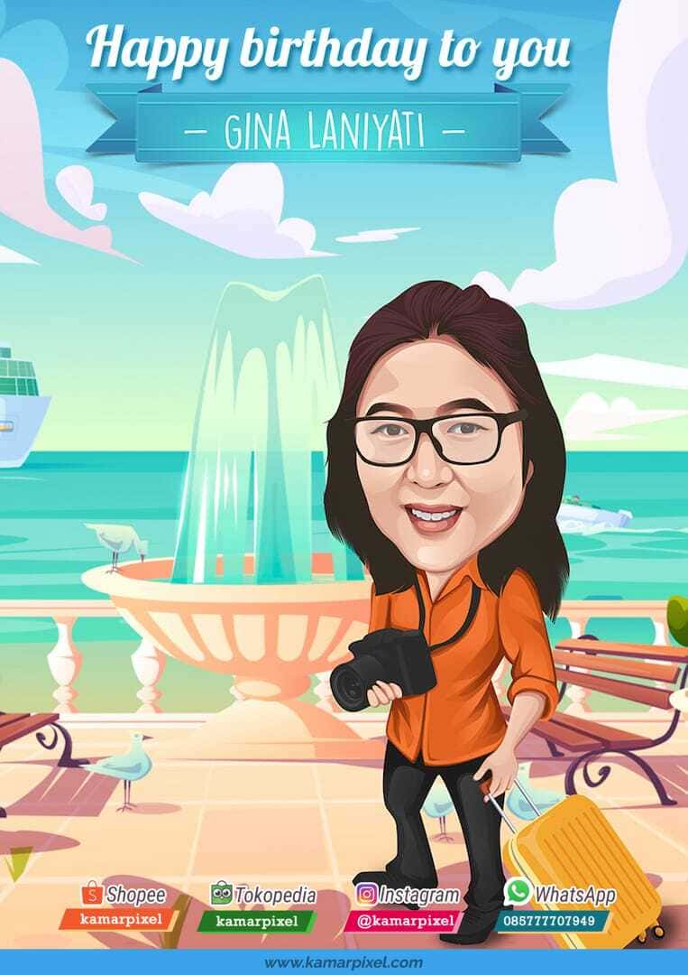 karikatur ulang tahun fotografer
