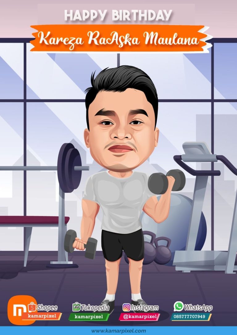 karikatur ulang tahun gym