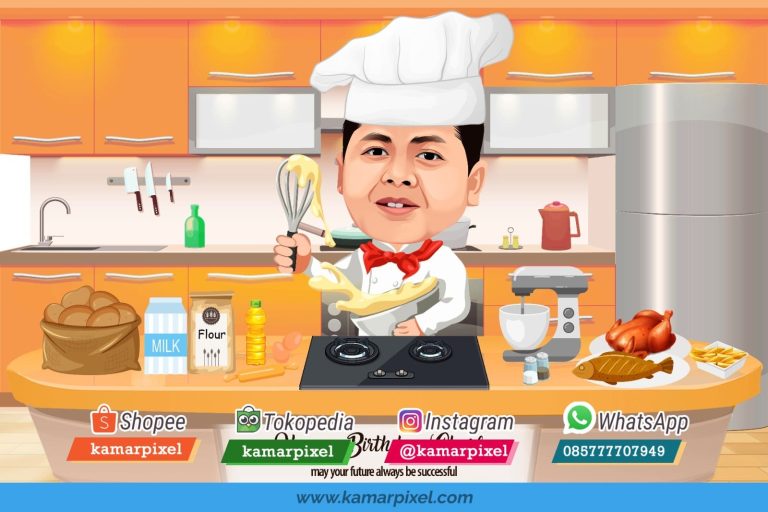 karikatur ulang tahun koki