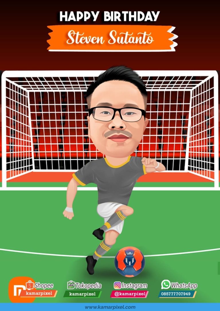 karikatur ulang tahun main bola