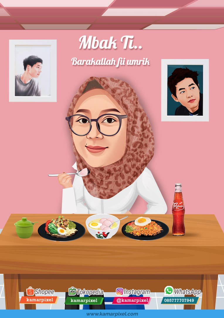karikatur ulang tahun mukbang
