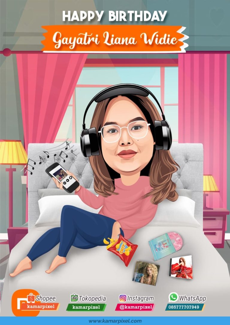 karikatur ulang tahun santai