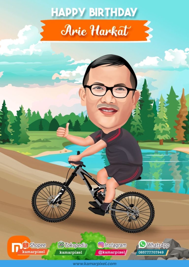 karikatur ulang tahun sepeda