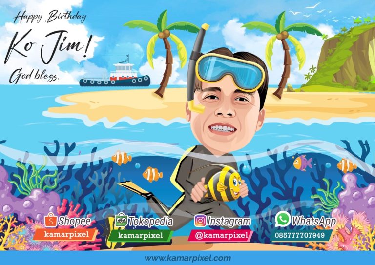 karikatur ulang tahun snorkling