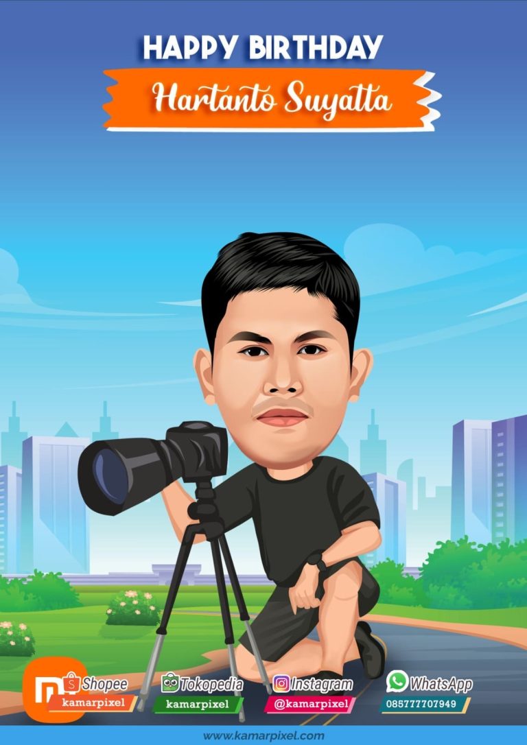 karikatur ulang tahun videografer